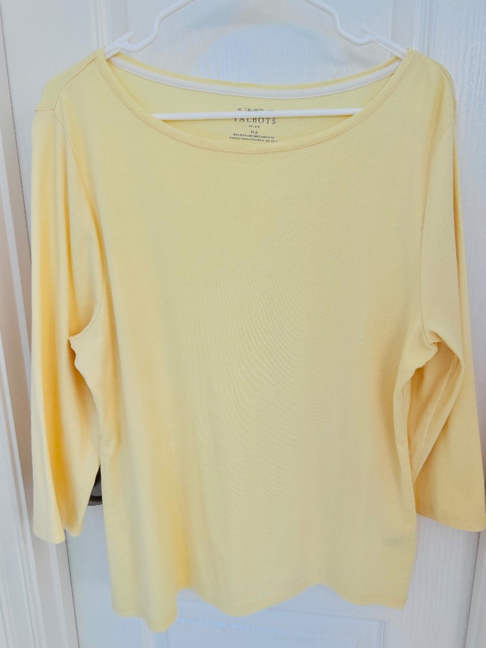 Talbots Yellow 3/4 Sleeve Boatneck T-Shirt, Size XLP